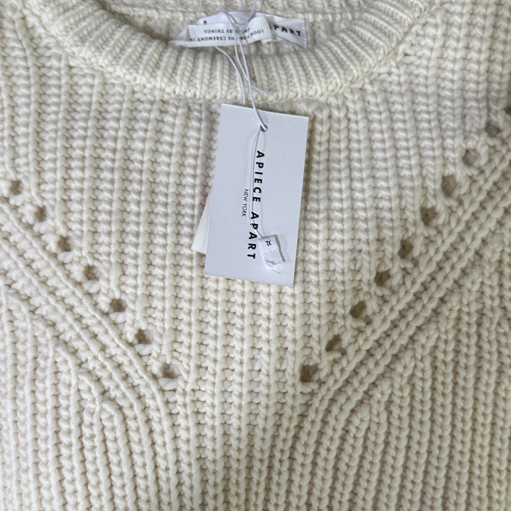 Apiece Apart Ivory Textured Crew Neck Sweater - Picture 6 of 7